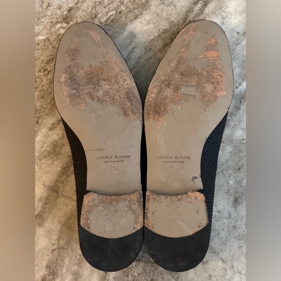 MANOLO BLAHNIK BLACK PYTHON SNAKE SKIN MARIO LOAFERS 12.5  US / 11.5 UK $1500 - Picture 9 of 11